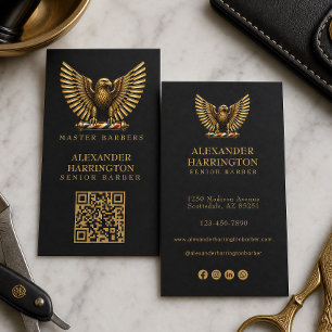 Elegantes Golden Eagle-Barber Shop-Logo für Friseu Visitenkarte