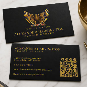 Elegantes Golden Eagle-Barber Shop-Logo für Friseu Visitenkarte