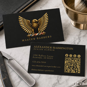 Elegantes Golden Eagle-Barber Shop-Logo für Friseu Visitenkarte