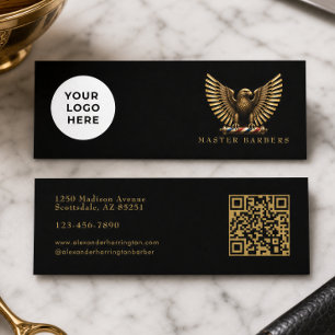 Elegantes Golden Eagle-Barbier-Shop-Logo Hairstyli Mini Visitenkarte