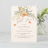 Elegantes Golden Fall Blume Brautparty Einladung (Stehend Vorderseite)
