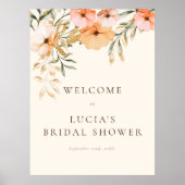 Elegantes Golden Fall Blume Brautparty Willkommen Poster (Vorne)