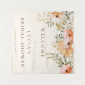 Elegantes Golden Fall Blume Brautparty Willkommen Wandteppich (Vorderseite (Horizontal))