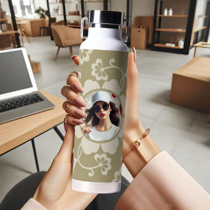 Elegantes Golden Floral Ornamental Vintages Foto Trinkflasche