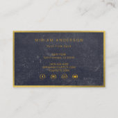 Elegantes Golden Foil & Dark Black Name Script Visitenkarte (Rückseite)