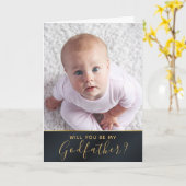 Elegantes Golden Foto Godvater Anfrage Karte (Gelbe Blume)