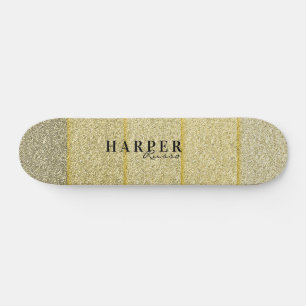Elegantes Golden Glitzer Individuelle Name Skatebo Skateboard
