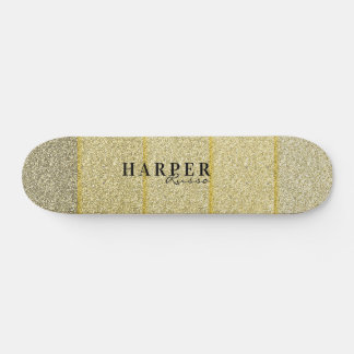 Elegantes Golden Glitzer Individuelle Name Skatebo Skateboard