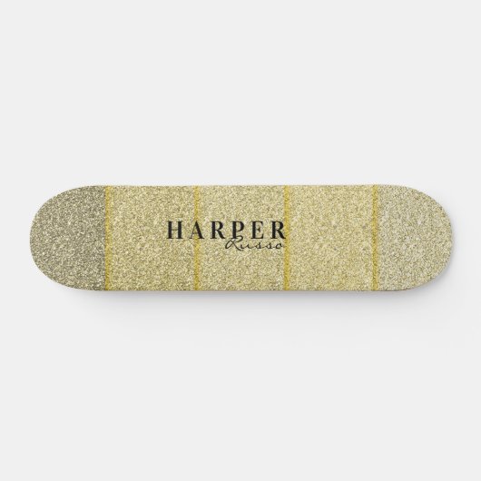 Elegantes Golden Glitzer Individuelle Name Skatebo Skateboard (Horizontal)