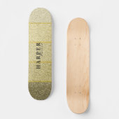 Elegantes Golden Glitzer Individuelle Name Skatebo Skateboard (Vorderseite)