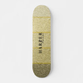 Elegantes Golden Glitzer Individuelle Name Skatebo Skateboard (Vorne)