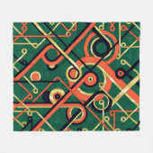 Elegantes Golden & Green Art Deco Geometrische Dec Fleecedecke (Vorderseite (Horizontal))
