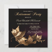 Elegantes Golden Herbstlaubs Rente Party Einladung (Vorderseite)