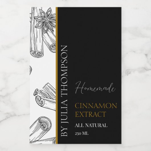 Elegantes Golden Homemade Cinnamon Extract Label Weinetikett (Einzelnes Label)