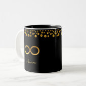 Elegantes Golden Infinity Symbol & Confetti auf sc Zweifarbige Tasse (Vorderseite Links)