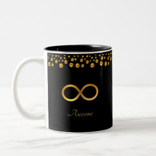 Elegantes Golden Infinity Symbol & Confetti auf sc Zweifarbige Tasse