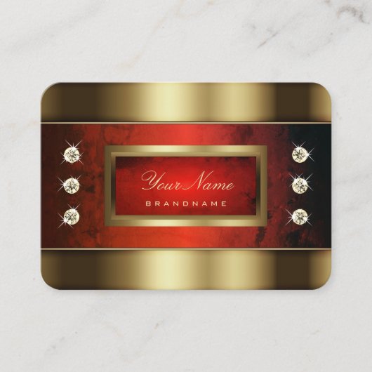 Elegantes Golden mit Rotem Marmor und Imitate Diam Visitenkarte (Vorderseite)