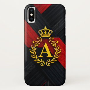 Elegantes Golden Monogram auf Schwarz und Rot Case-Mate iPhone Hülle