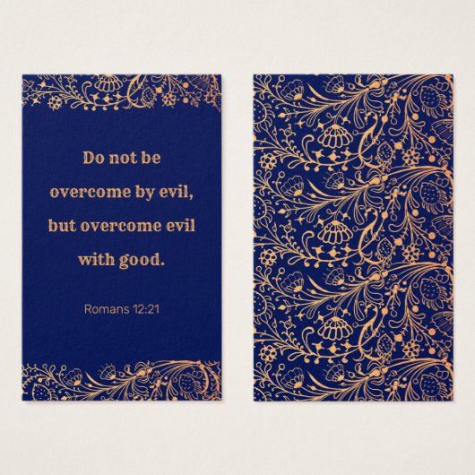 Elegantes Golden Navy Blues-Muster Bibel-Lesezeich (Vorne & Hinten)