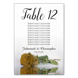 Elegantes Golden Ochre Rose Seating Chart Hochzeit Tischnummer