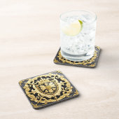 Elegantes Golden Ornamental-Wappen mit Schild Getränkeuntersetzer (Rechte Seite)