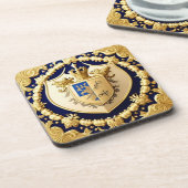 Elegantes Golden Ornamental-Wappen mit Schild Getränkeuntersetzer (Linke Seite)
