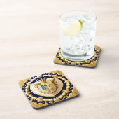 Elegantes Golden Ornamental-Wappen mit Schild Getränkeuntersetzer (Rechte Seite)