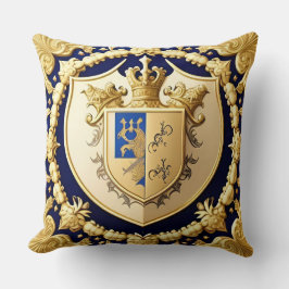 Elegantes Golden Ornamental-Wappen mit Schild Kissen
