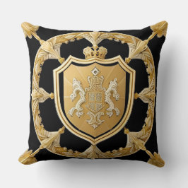 Elegantes Golden Ornamental-Wappen mit Schild Kissen