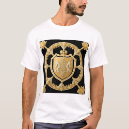 Elegantes Golden Ornamental-Wappen mit Schild T-Shirt