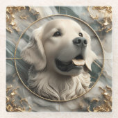 Elegantes Golden Retriever Marmordesign Glasuntersetzer (Vorderseite)