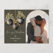 Elegantes Golden Schwarzes Foto Feiertagspostkarte (Vorderseite)