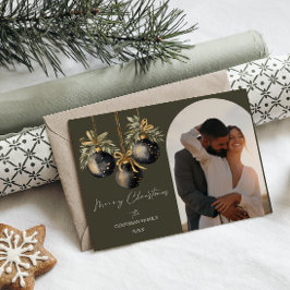 Elegantes Golden Schwarzes Foto Feiertagspostkarte