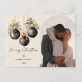 Elegantes Golden Schwarzes Foto Feiertagspostkarte (Vorderseite)