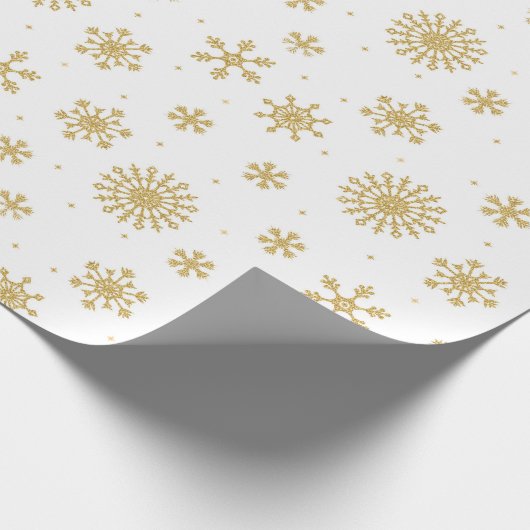 Elegantes Golden Snow Flakes Packpapier (Ecke)