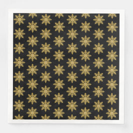 Elegantes Golden Snowflakes Paper Napkin Serviette