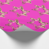 Elegantes Golden Stars Muster Hot Pink Weihnachten Geschenkpapier (Ecke)