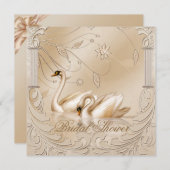 Elegantes Golden Swans Brautparty Einladung (Vorne/Hinten)