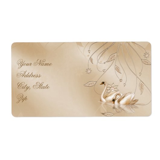 Elegantes Golden Swans Formal Wedding Address Labe (Vorne)