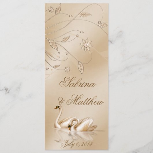 Elegantes Golden Swans Formal Wedding Program Gebe Programm (Vorderseite)