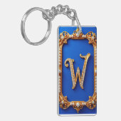 Elegantes Golden W Monogramm mit Perlen dekoriert Schlüsselanhänger (Vorderseite links)