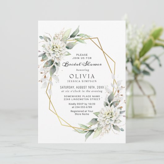 Elegantes Golden Watercolor Brautparty Einladung (Stehend Vorderseite)