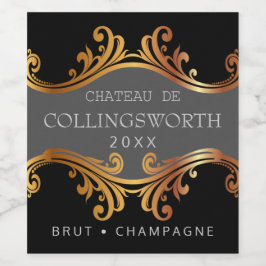 Elegantes Golden Wedding Sparkling Weinflasche Weinetikett