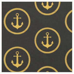 Elegantes Golden Yellow Nautical Rope Anchor Muste Stoff