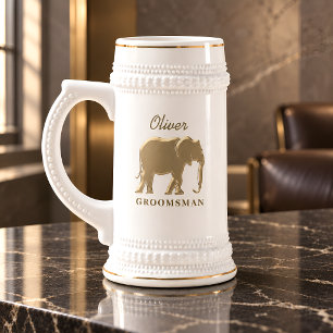 Elegantes Goldene-Elefanten-Trauzeuge-Geschenk Bierglas
