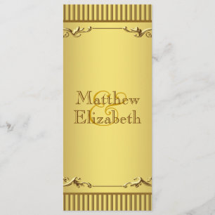Elegantes Goldene Hochzeitsmenü-Programm Menükarte