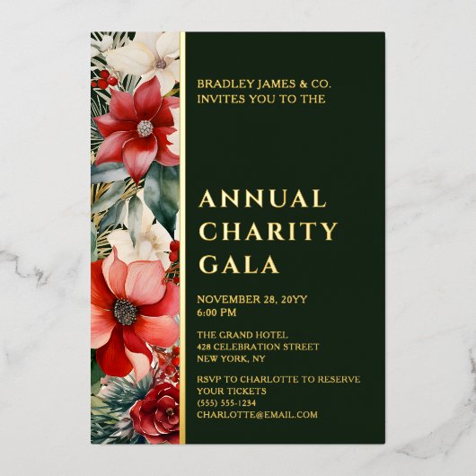 Elegantes Goldenen Tal Wohltätigkeit Parco Civico- Folieneinladung (Vorderseite)