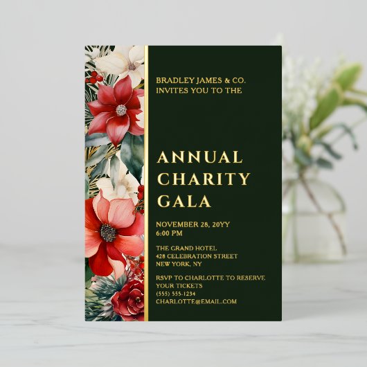 Elegantes Goldenen Tal Wohltätigkeit Parco Civico- Folieneinladung (Stehend vorne)