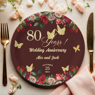 Elegantes goldenes 80. Hochzeitsjubiläum Pappteller