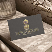Elegantes goldenes Ananas-Logo auf Grau Visitenkarte